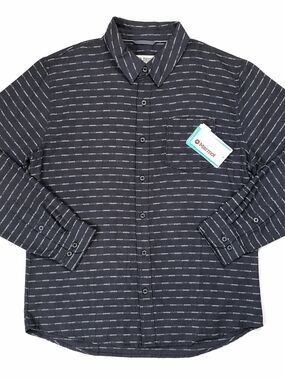 Marmot Button Up Shirt Mens L Gray Striped Long Sleeve NWT Outdoor Hiking